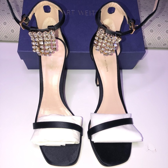 ❌SALE❌ Stuart Weitzman darknavy Nudist Silk Satin Sandals - Picture 7 of 14